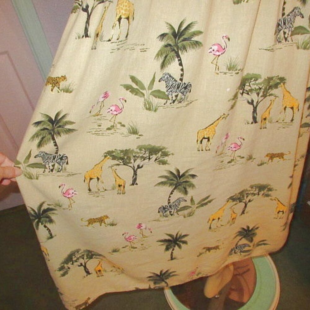 Old Navy Shirt Dress Size XXL Linen Blend Midi Smocked Sleeveless Safari Animals - Picture 6 of 9